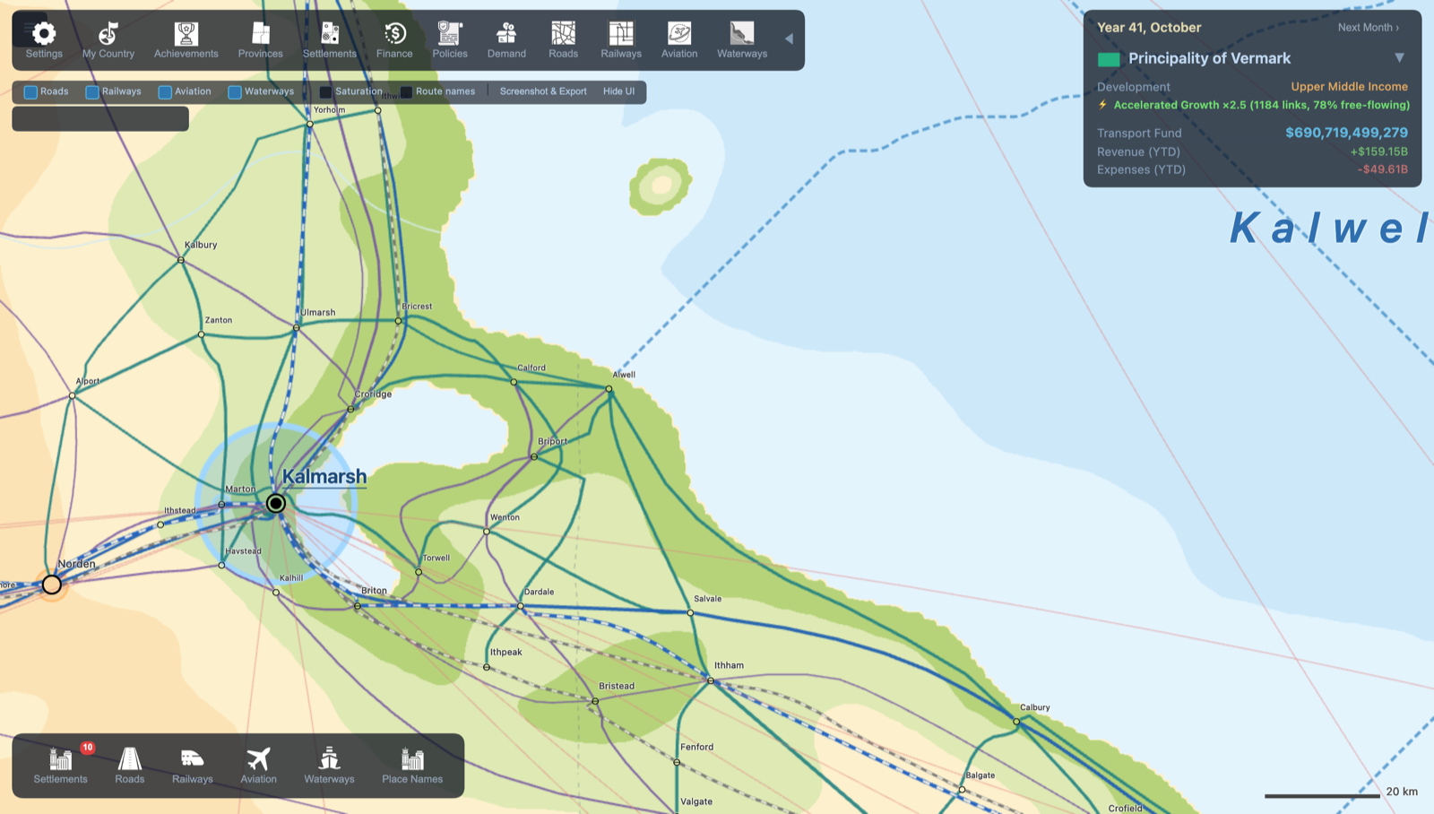 The macro map, locating a city before entering it.
